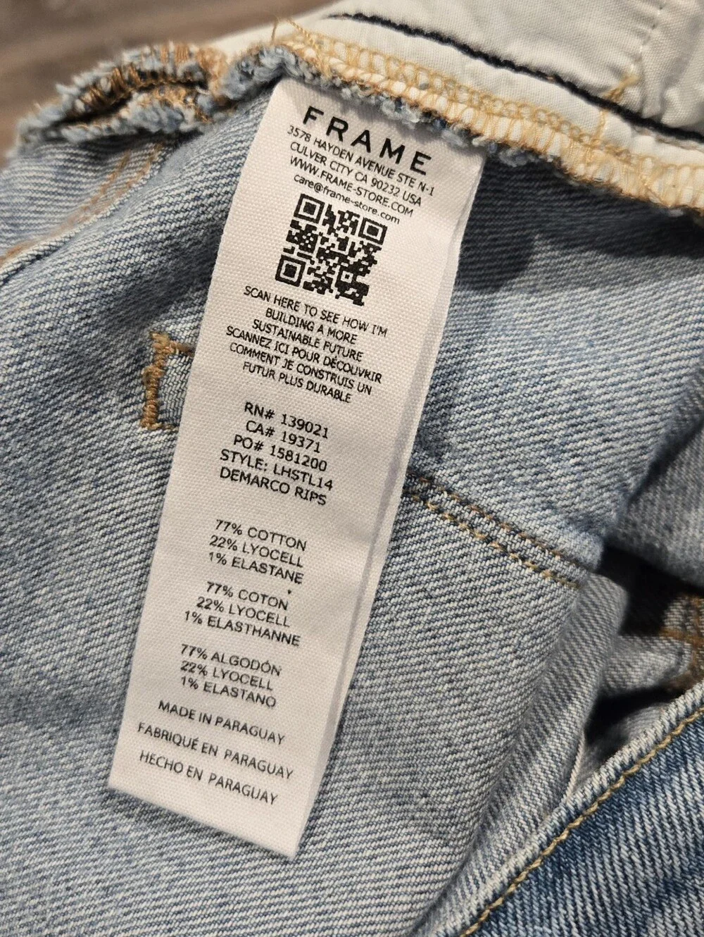 Frame Le High Straight Leg Jeans Demarco Rips Distressed Cropped Denim Size 27 - Picture 6 of 11